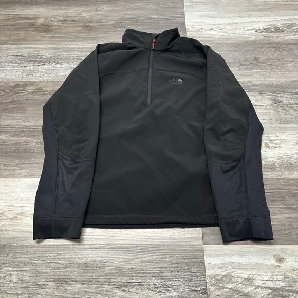 The North Face Black Red Mens Large 1/2 Zip Mock Neck Pullover Soft Shell Jacket - Picture 2 of 9